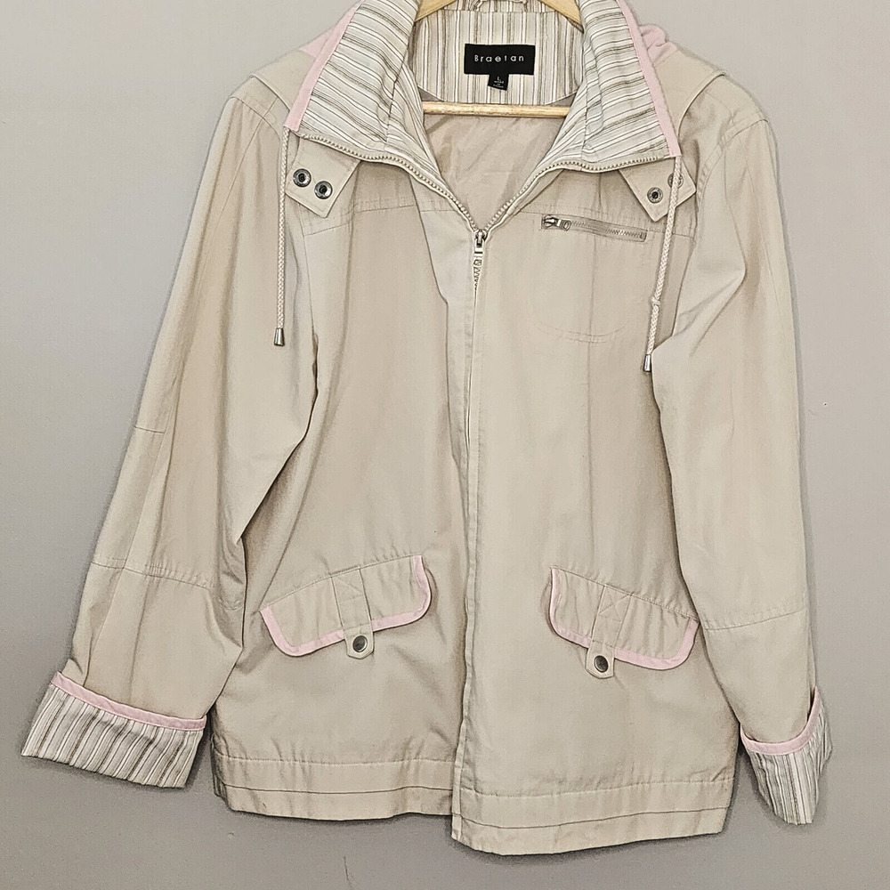 Braeton Ivory with Pink Accents Full Zip and‎ Lined Women's SZ L